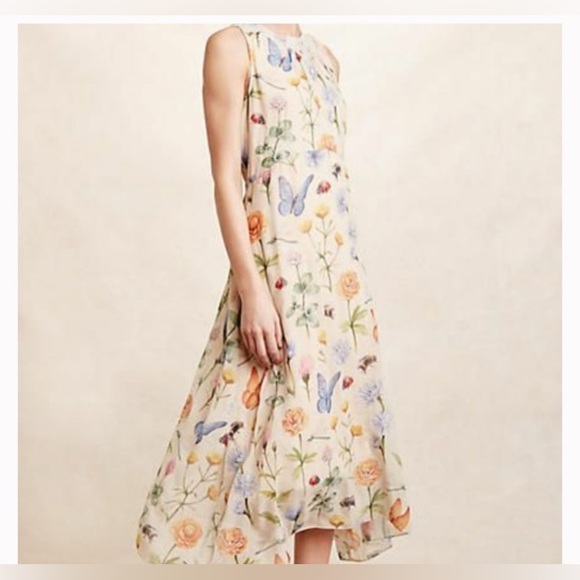 ANTHROPOLOGIE PANKAJ & NIDHI BUTTERFLY GARDEN SLEEVELESS LINED DRESS SIZE 2P - Picture 2 of 7